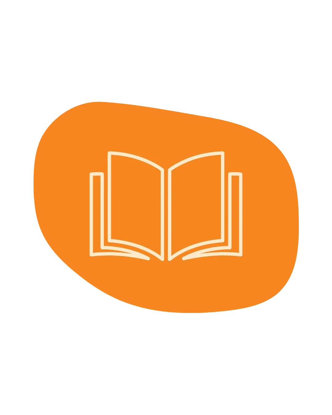 Illustration of an open book on an orange blob